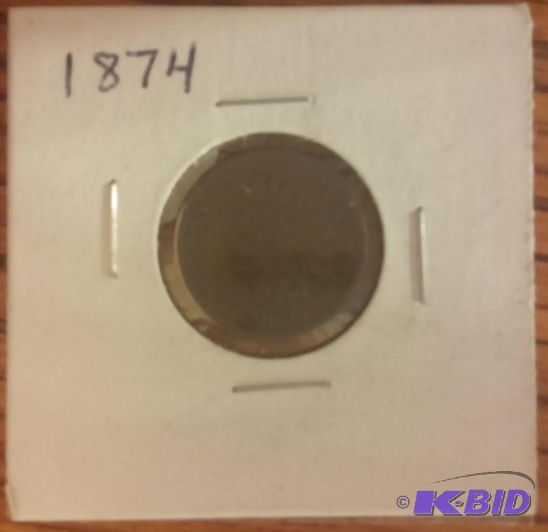 1874 INDIAN HEAD ONE CENT PENNY...