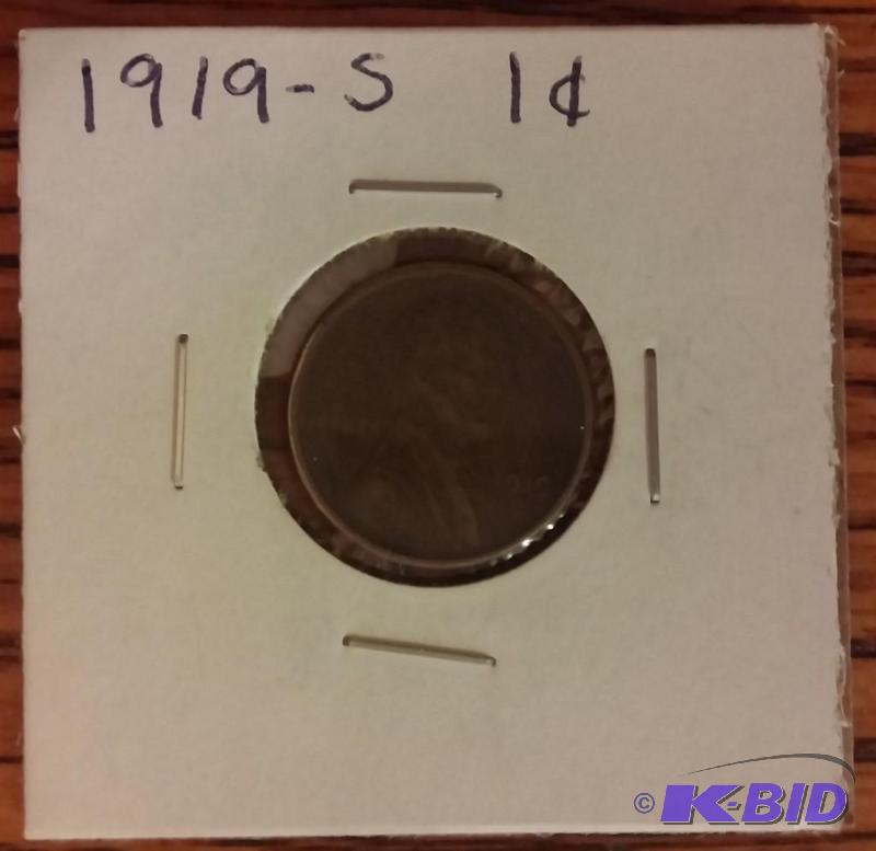 1919-S LINCOLN CENT ONE CENT COIN...