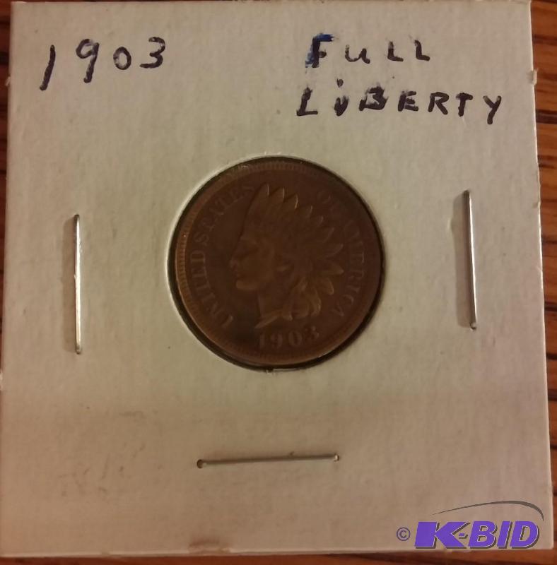 1903 INDIAN HEAD ONE CENT PENNY FULL LIBERTY...