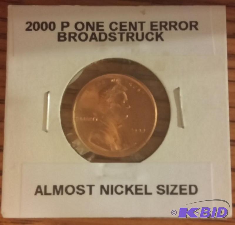 2000 P ONE CENT ERROR BROADSTRUCK ALMOST NICK...