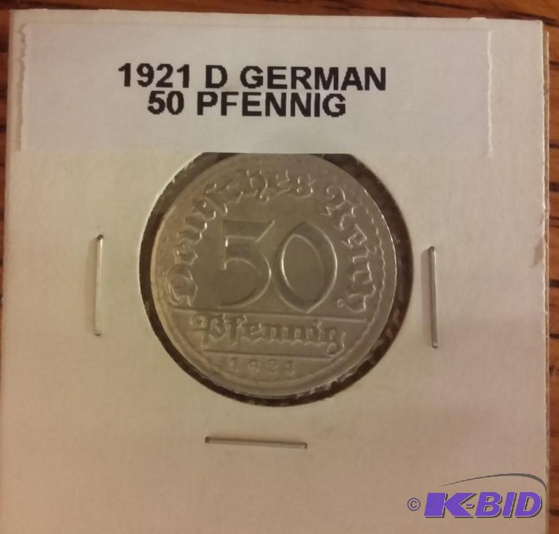 1921 D GERMAN 50 PFENNING COIN...