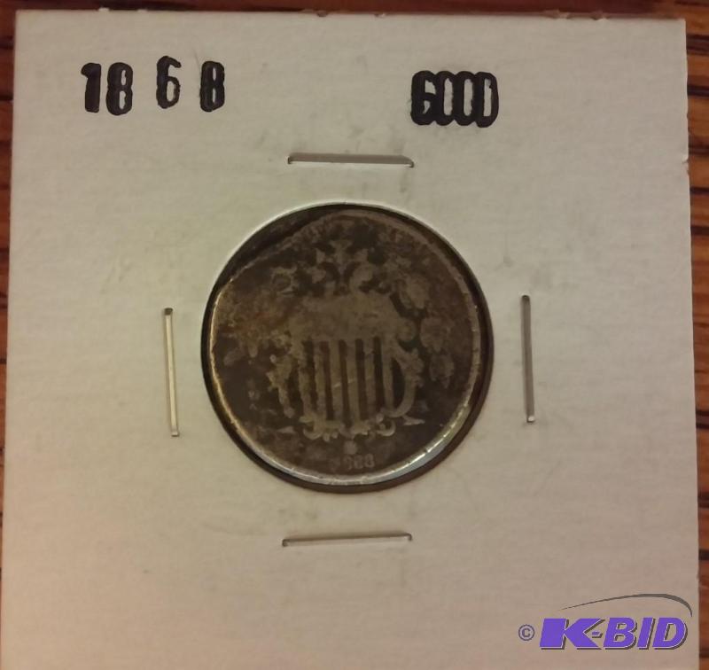 1868 SHIELD NICKEL FIVE CENT COIN...