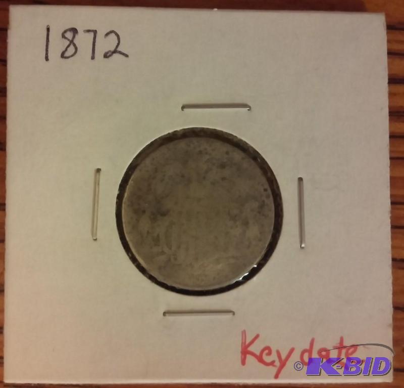 1872 SHIELD NICKEL FIVE CENT COIN...