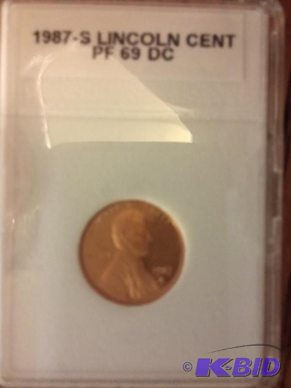 1987-S LINCOLN CENT PF 69 DC SLAB...