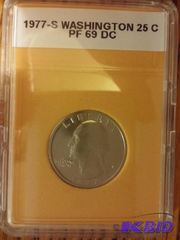 1977-S WASHINGTON QUARTER PF 69 DC SLAB...
