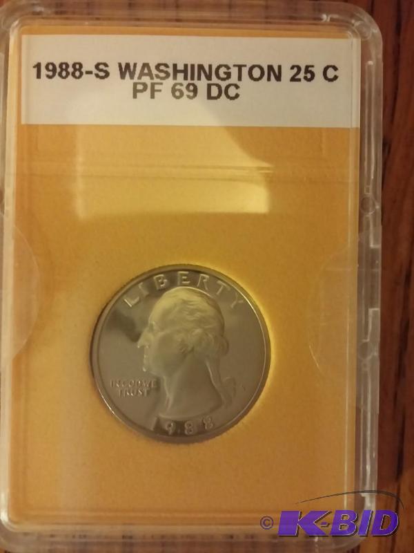 1988-S WASHINGTON QUARTER PF 69 DC SLAB...