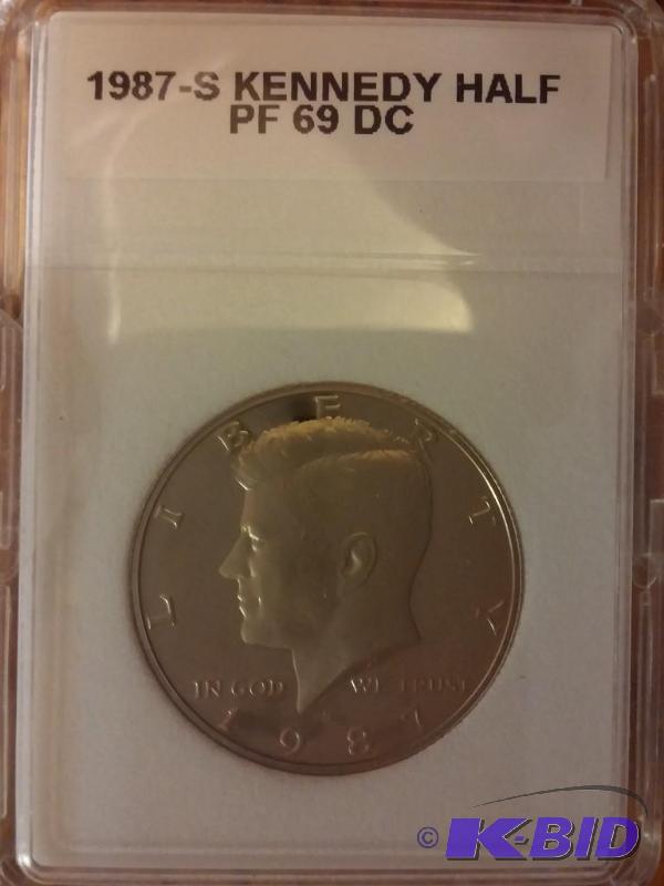 1987-S KENNEDY HALF DOLLAR PF 69 DC SLAB...