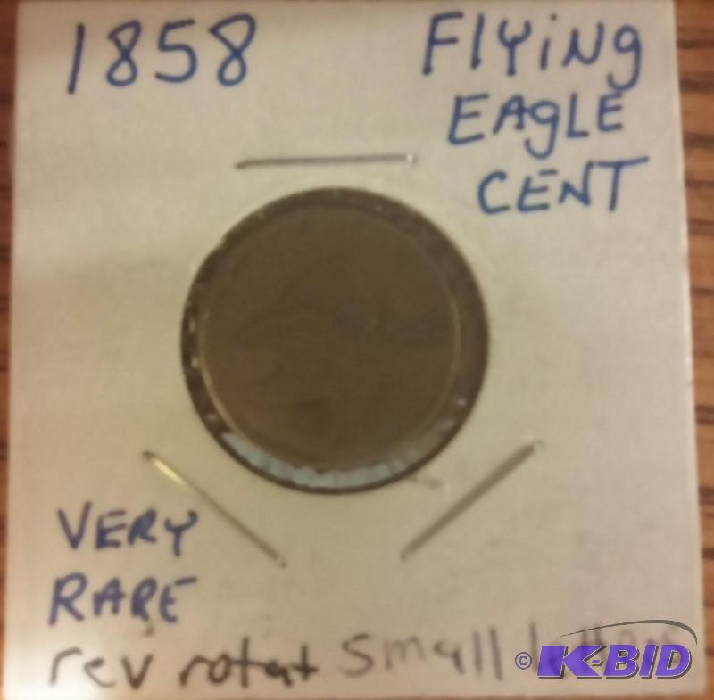 1858 FLYING EAGEL CENT VERY RARE REVERSE ROTA...