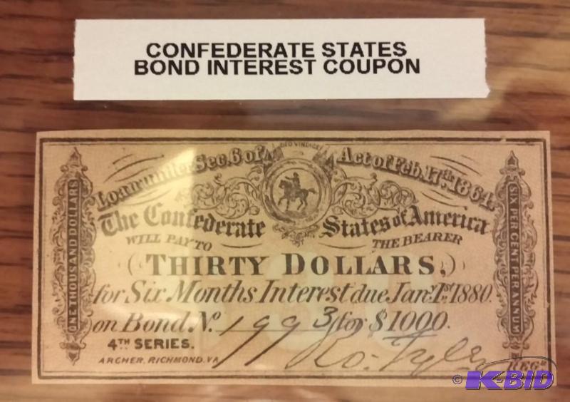CONFERDERATE STATES OF AMERICA BOND INEREST C...