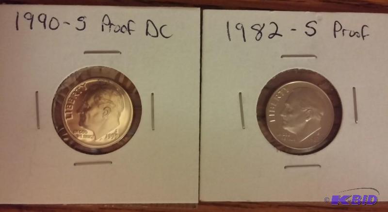 1982 S 1990 S PROOF ROOSEVELT DIMES...