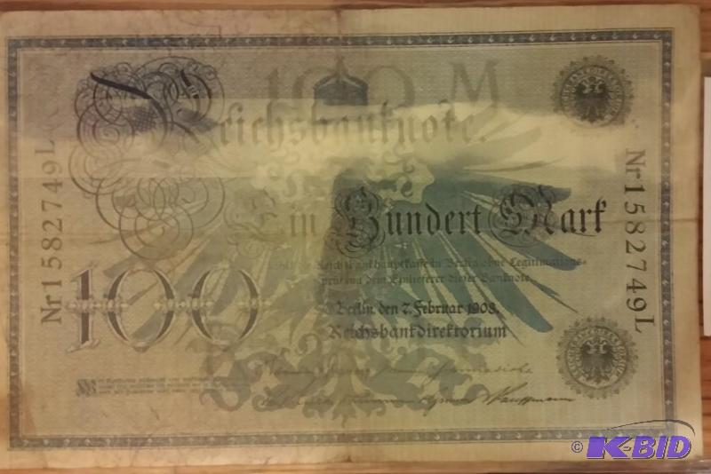 1908 GERMAN 100 MARK NOTE...