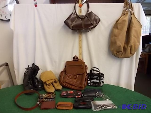 lot 56 image: Lot Of Assorted Purses, Wallets, Glasses, 2 P...