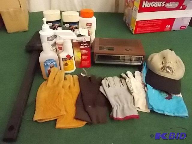 lot 65 image: Box Lot Of Pet Shampoo, Work&nbspGloves, Clo...