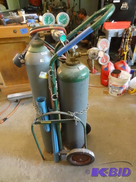lot 11A image: Oxygen Acetylene torch kit. Cut heat and braz...