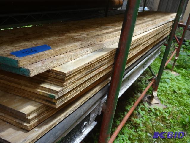 lot 156 image: Sheets of plywood. 19.5 x 96. Qty 12. 14 x 96...