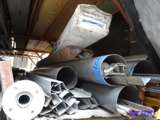 lot 160 image: Pile of misc. Misc tin. Threaded rod. Shelvin...