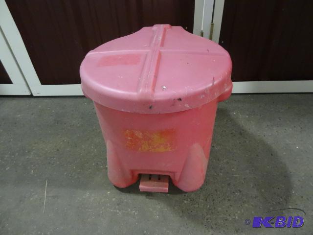 lot 34 image: Red waste can. Short foot lever. Flammable...