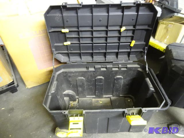 lot 37 image: Black Stanley tool box on wheels...