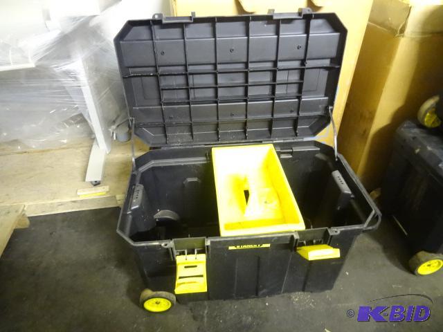 lot 39 image: Black Stanley tool box on wheels...