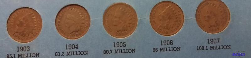 Lot of 5 Indian Head Pennies-1903-1904-1905-1...