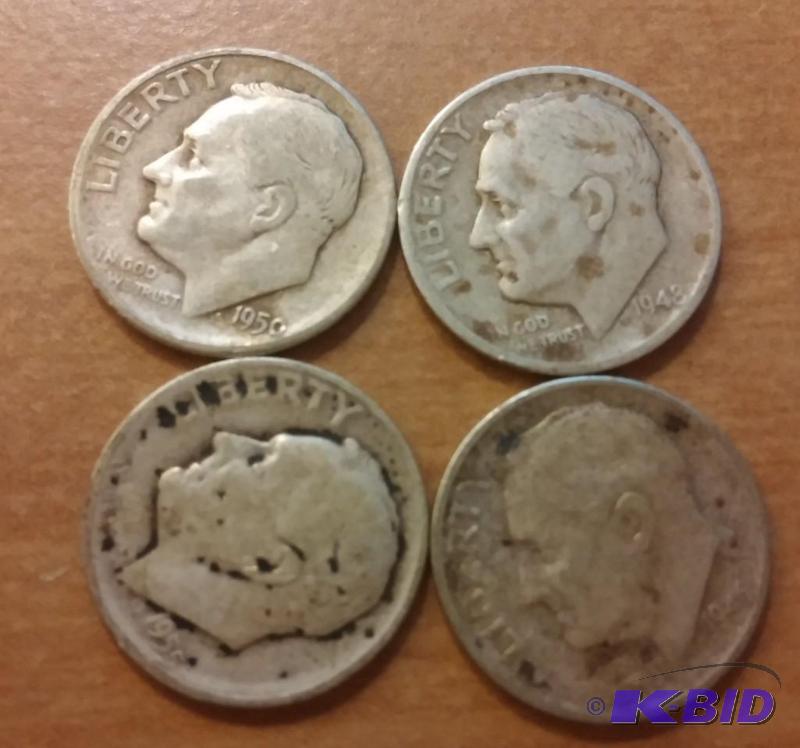 Lot of 4 Roosevelt Dimes-Silver...