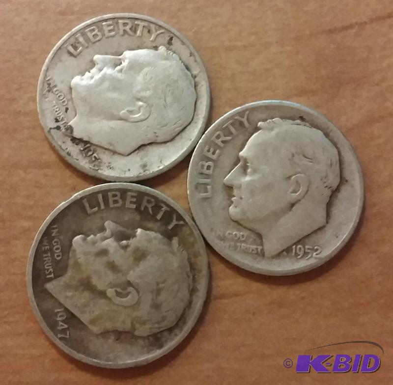 Lot of 3 Roosevelt Dimes-Silve...