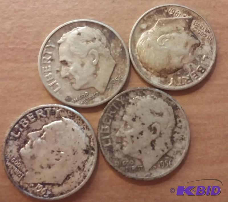 Lot of 4 Roosevelt Dimes-Silver...