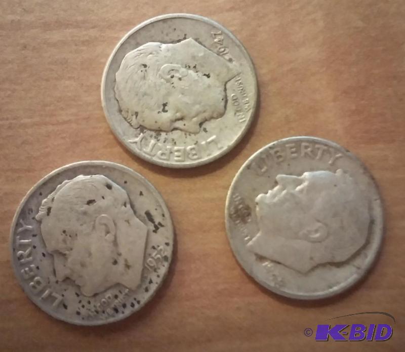 Lot of 3 Roosevelt Dimes-Silver...