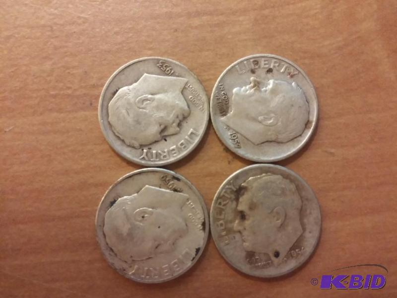 Lot of 4 Roosevelt Dimes-Silver...