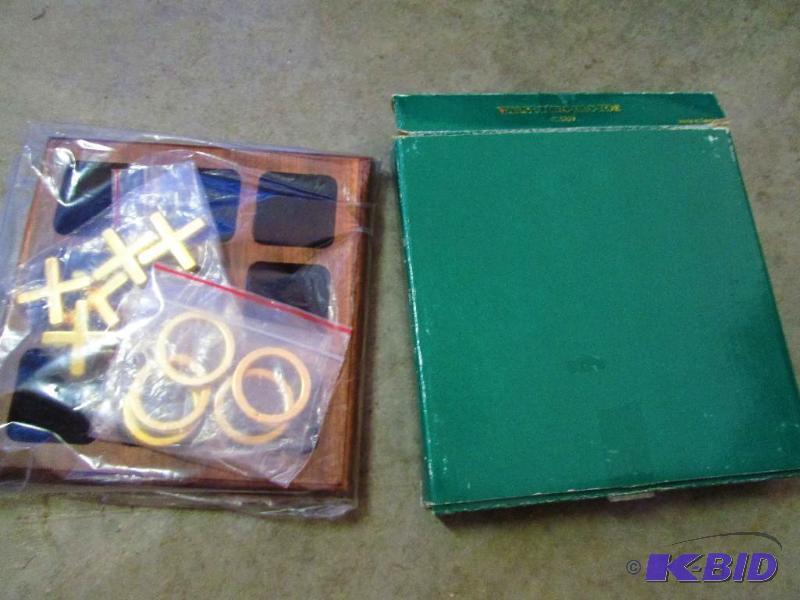 lot 116 image: Walnut tic tac toe game, Brookstone...