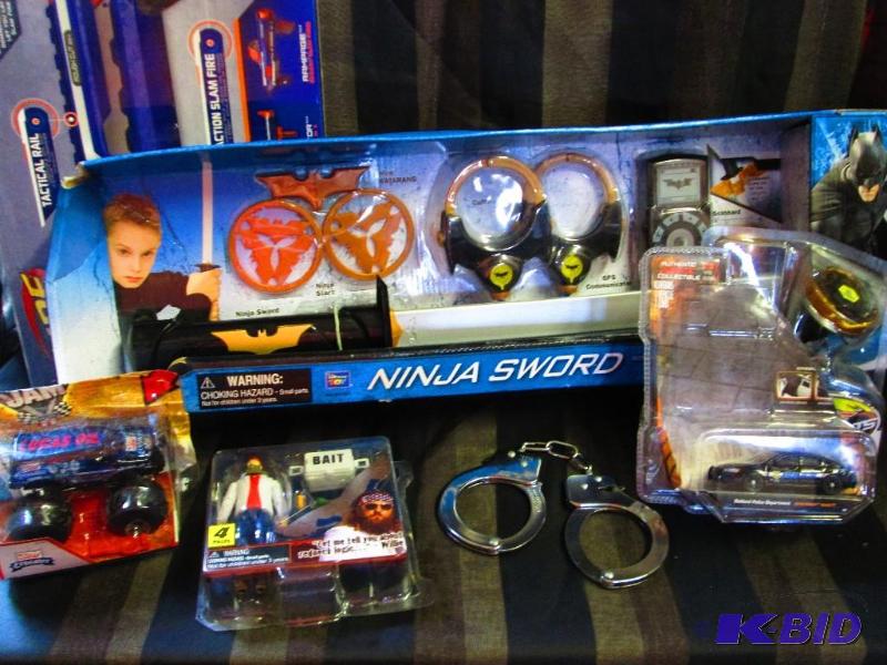 lot 183 image: Nerf Gun, Batman Ninja set, handcuffs, battle...
