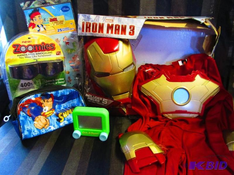 lot 188 image: Iron Man costume size 4-6x, etch-a-sketch, bi...