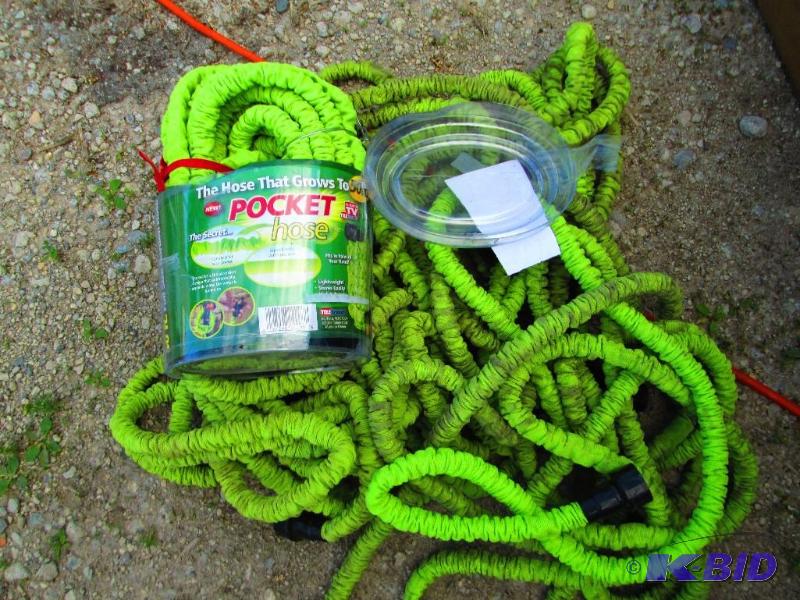 lot 27 image: 1 New and 2 used pocket hoses, grows to 50 fe...