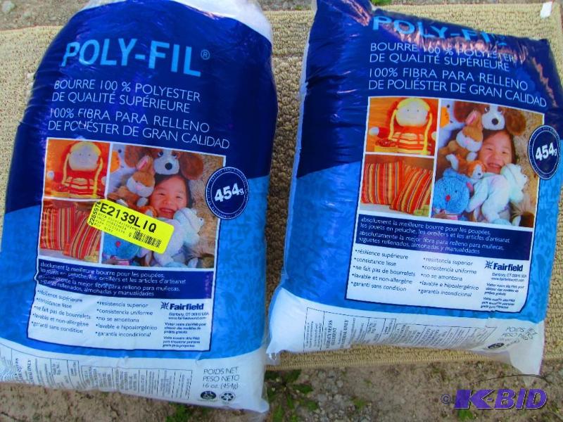 lot 5 image: 2 bags of poly fill, package damaged, content...