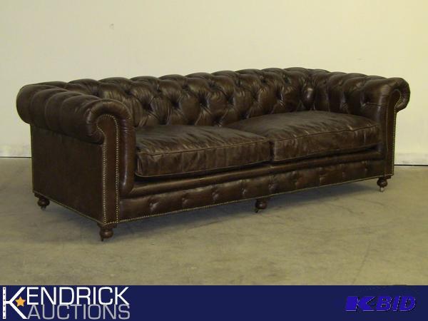 lot 18 image: New Chesterfield Leather Sofa