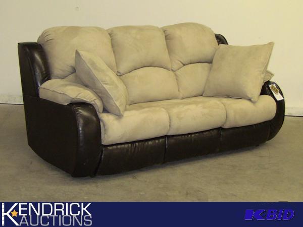 lot 21 image: New with Tags Leather and Microfiber Sleeper Sofa