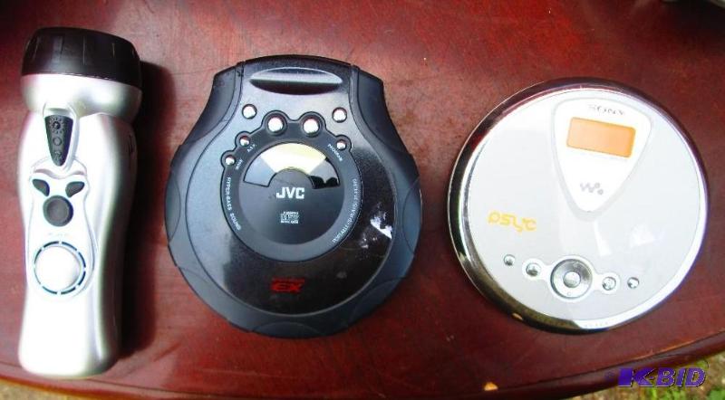 Lot of CD Players and led flashlight with ala...