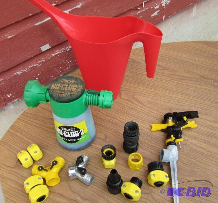 Lot of hose accessories, sprinkler and miracl...