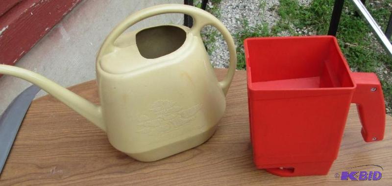 Seed spreader and watering can...