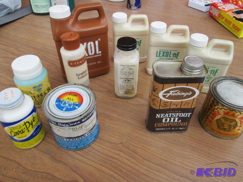 Lot of leather care items...