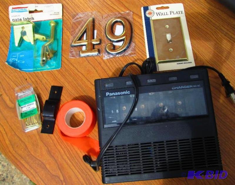 Assorted hardware and battery charger...
