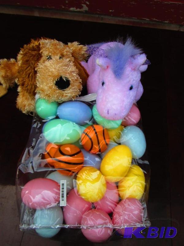 Lot of Easter eggs and plush animals...