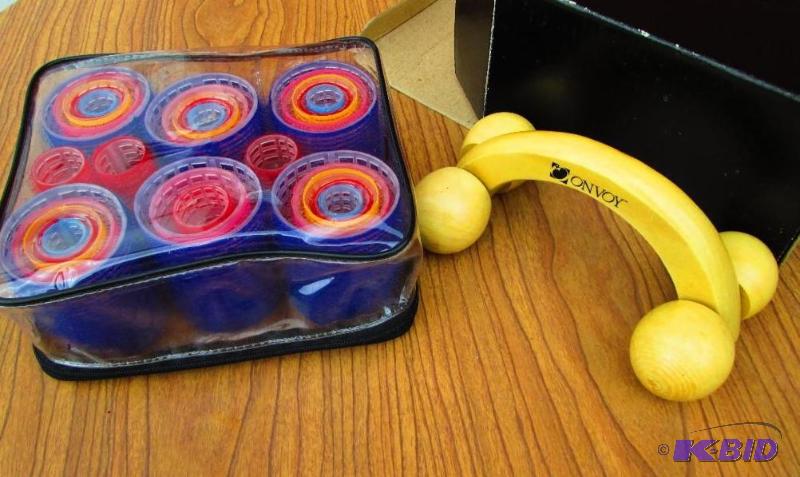 Massager and hair rollers...