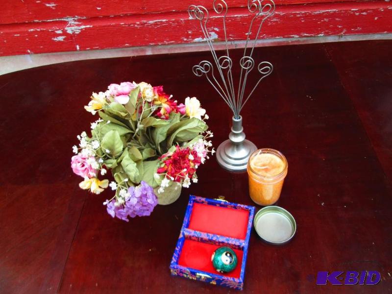 Musical Chinese ball with flowers, candle and...