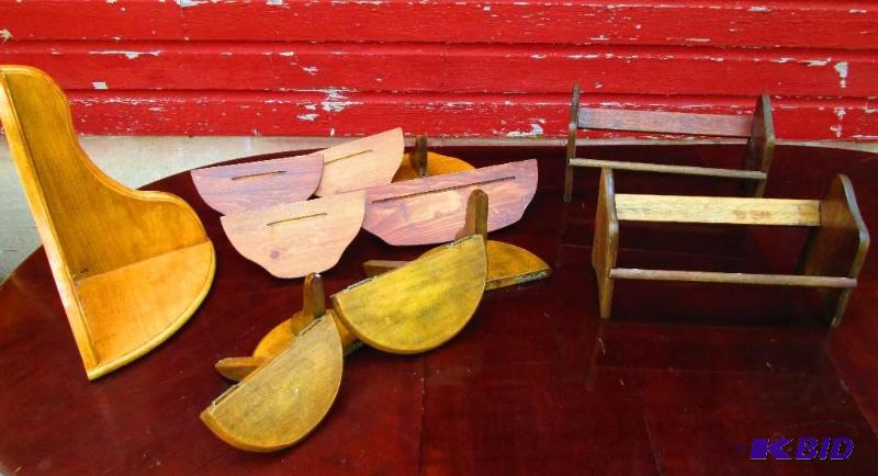 Lot of wall shelves and racks, all solid wood...