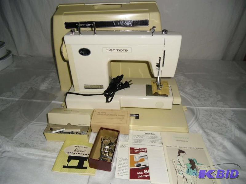 Sears Kenmore Sewing Machine Parts in Case, Good to Very Good Condition, 7  1/2W x 6D x 6H Auction