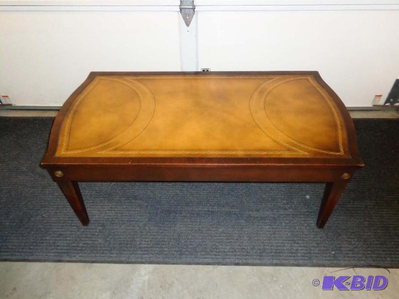 1940s Leather top Coffee Table