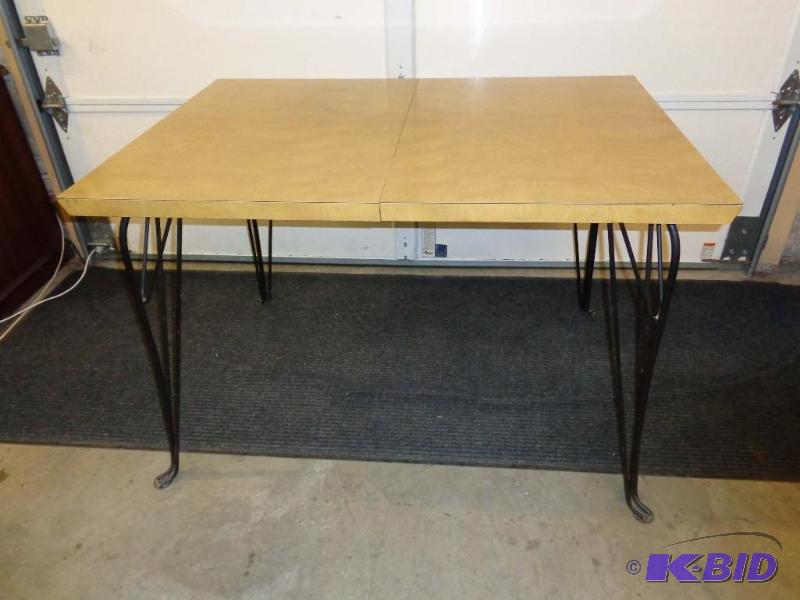 Birch Mid-Century Modern Dining Table Metal Legs