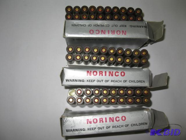 lot 32 image: 3 boxes totaling 59 rounds of 7.63x39 ammo...
