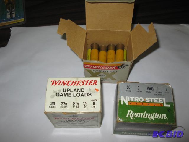 lot 36 image: 64 rounds of 20 ga ammo, some 3 inch, some 2-...